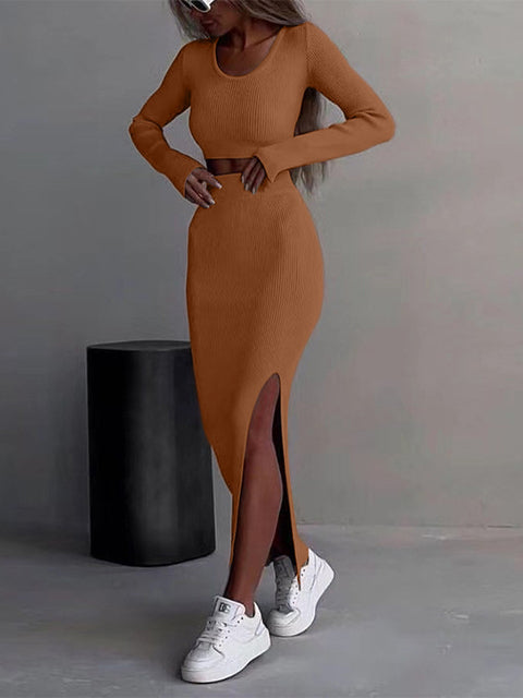 Women's Knit Two-Piece Skirt Set