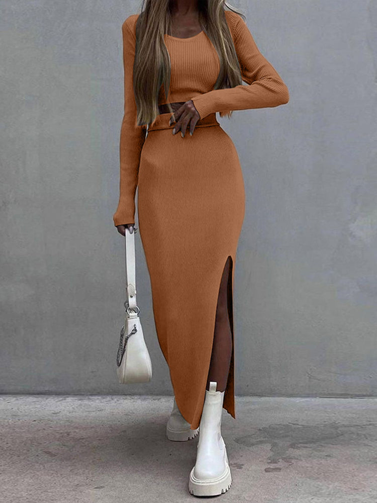 Women's Knit Two-Piece Skirt Set